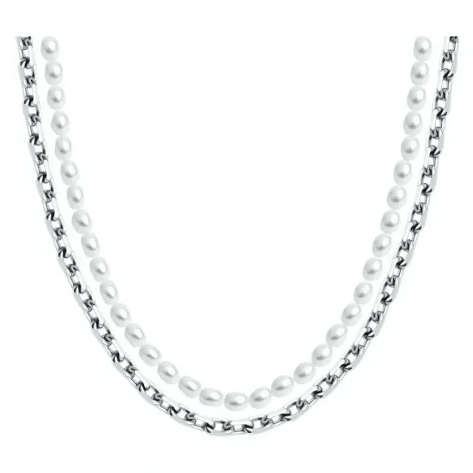 Колье с жемчугом из серебра с позолотой